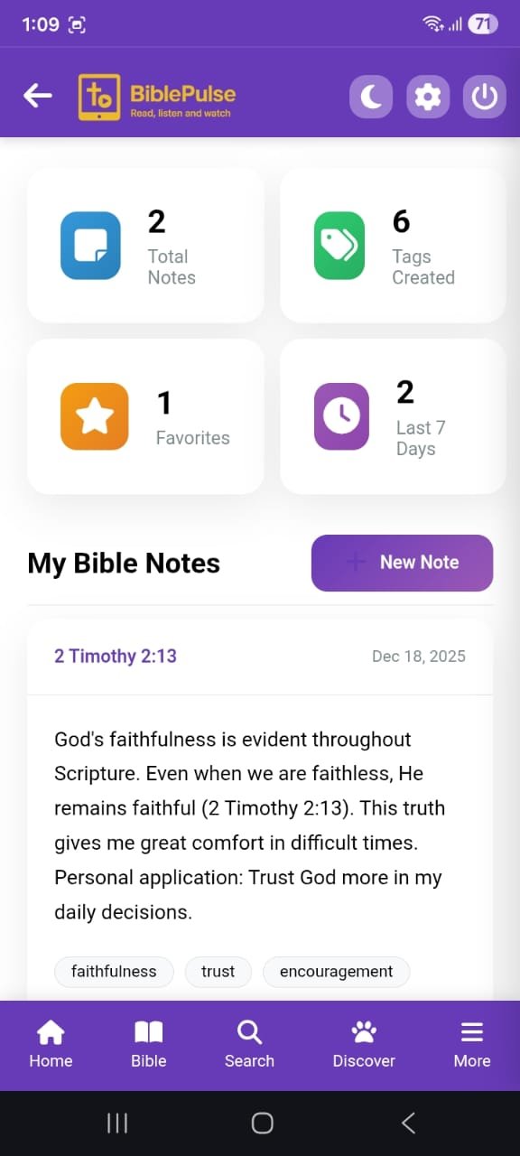 BiblePulse - Bible Notes Screen