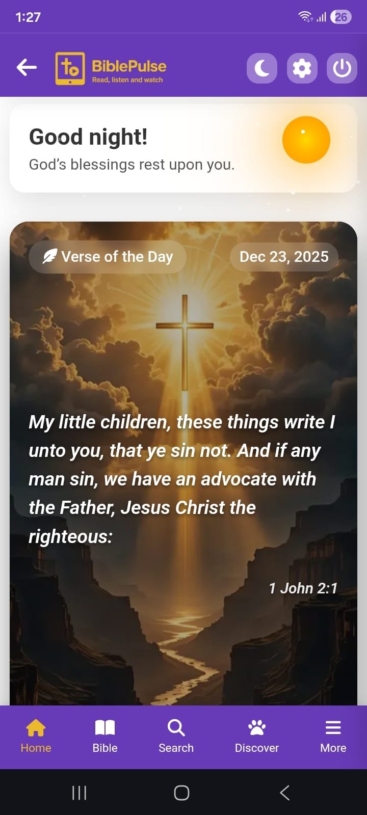 BiblePulse - App Home Screen showing main dashboard
