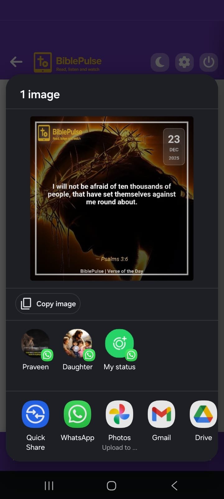 BiblePulse - Bible Share Screen with verse selection